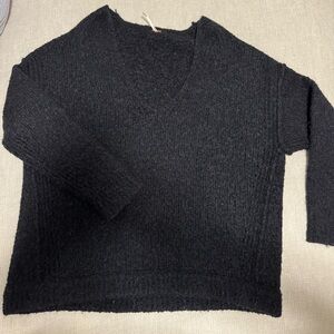 Free People Cozy Black V-Neck Sweater